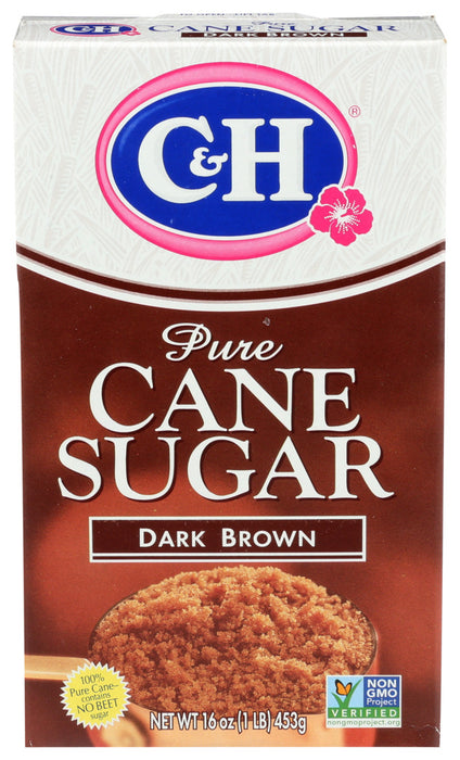 C & H  Pure Cane Sugar Dark Brown Box  16 Oz