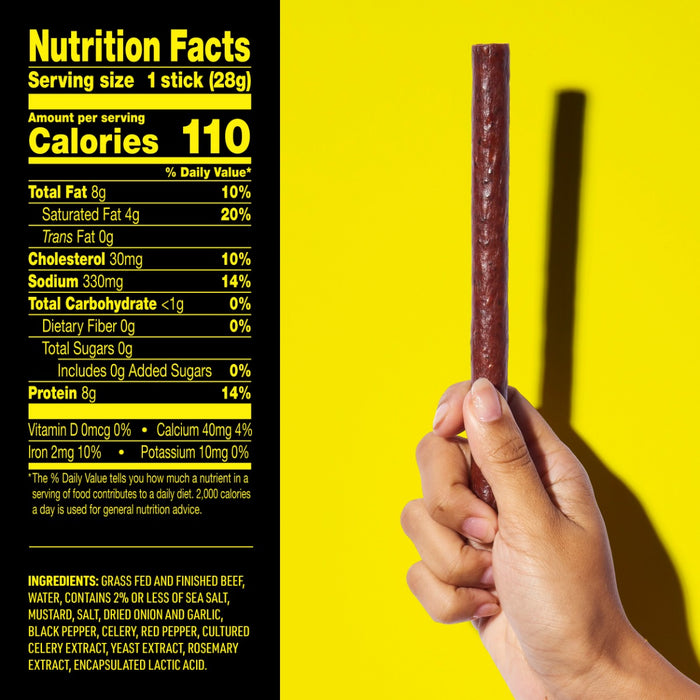 Lorissa's Kitchen Premium Grass-Fed & Finished Beef Jerky Snack Sticks Original Smoked Flavor