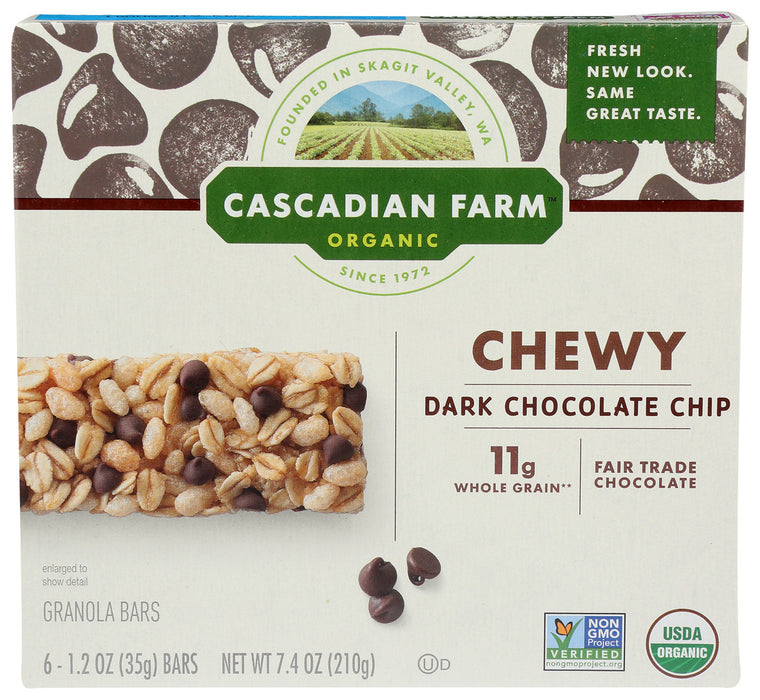 Cascadian Farm  Organic Chewy Granola Bar Chocolate Chip   7.4 Oz