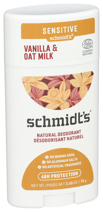 Schmidts  Natural Deodorant Stick Vanilla & Oat Milk  1 Each  2.65 Oz