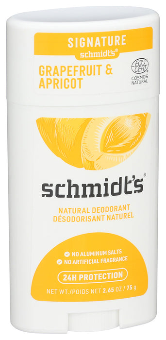 Schmidts Natural Deodorant Stick Grapefruit & Apricot 2.65 Oz