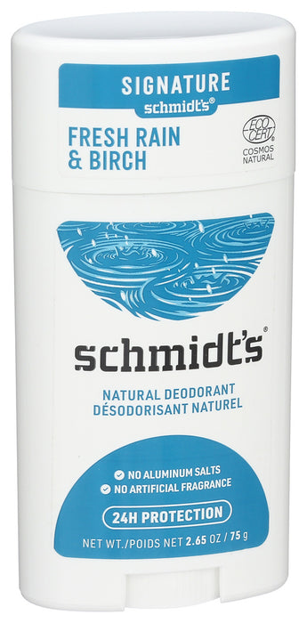 Schmidts Natural Deodorant Stick Fresh Rain & Birch 1 Each 2.65 Oz