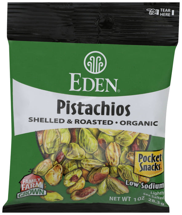 Eden Foods Organic Pocket Snacks Pistachios Shelled And Dry Roasted 1 oz