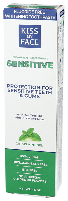 Kiss My Face  Toothpaste Sensitive Fluoride Free Gel  1 Each  4.5 Oz