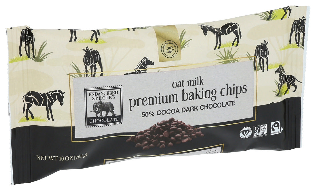 Endangered Species  Premium Baking Chips Oat Milk 55% Dark Chocolate   10 Oz