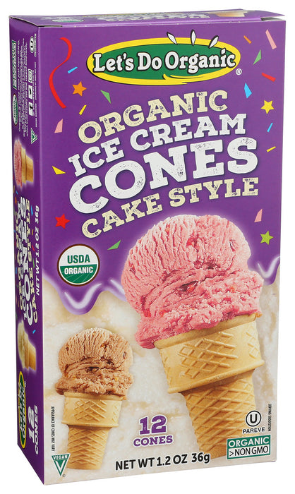 Let'S Do Organic  Organic Ice Cream Cones Cake Style 12 Ct   1.2 Oz