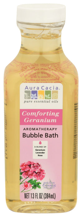 Aura Cacia Comforting Geranium Aromatherapy Bubble Bath Bottle 13 Oz