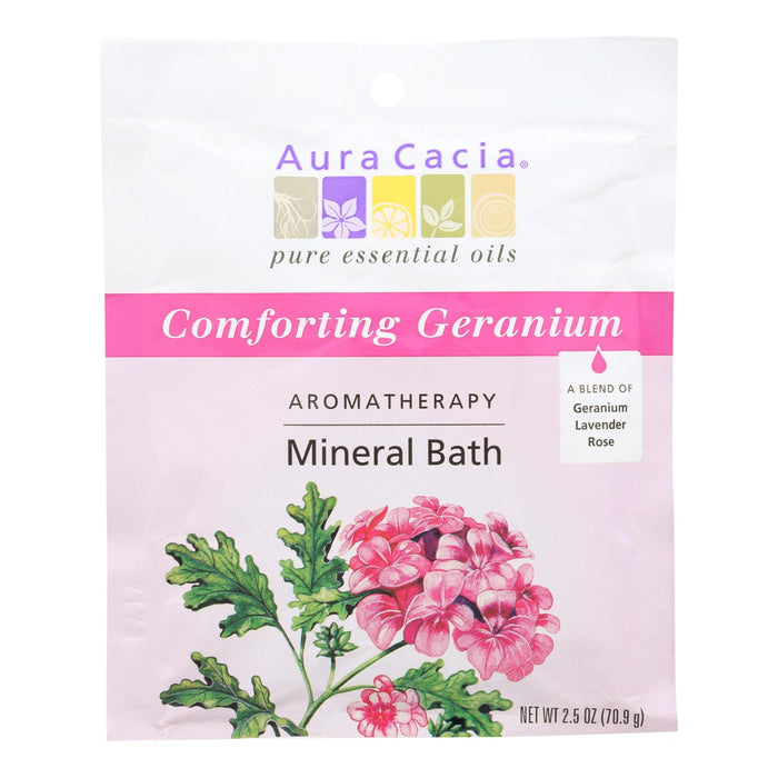 Aura Cacia Aromatherapy Mineral Bath  Comforting Geranium 2.5 Oz