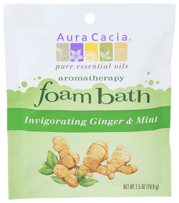 Aura Cacia Foam Bath Packet Invigorating Ginger And Mint 2.5 Oz