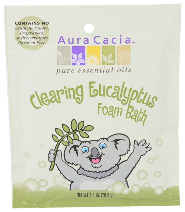 Aura Cacia Clearing Aromatherapy Foam Bath For Kids Koala Packet 2.5 Oz