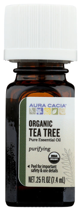 Aura Cacia  Organic Essential Oil Tea Tree  1 Each  0.25 Oz