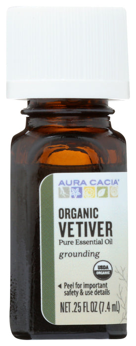 Aura Cacia  Organic Essential Oil Vetiver  1 Each  0.25 Oz