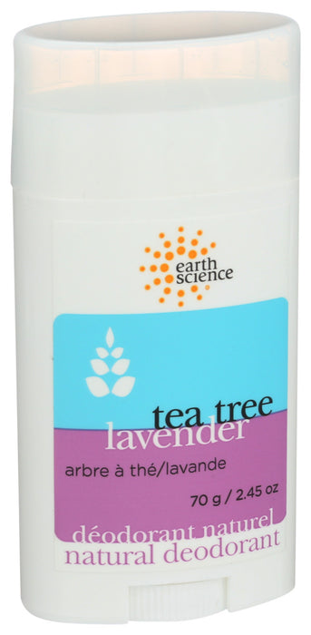 Earth Science  Natural Tea Tree Deodorant Lavender  1 Each  2.45 Oz