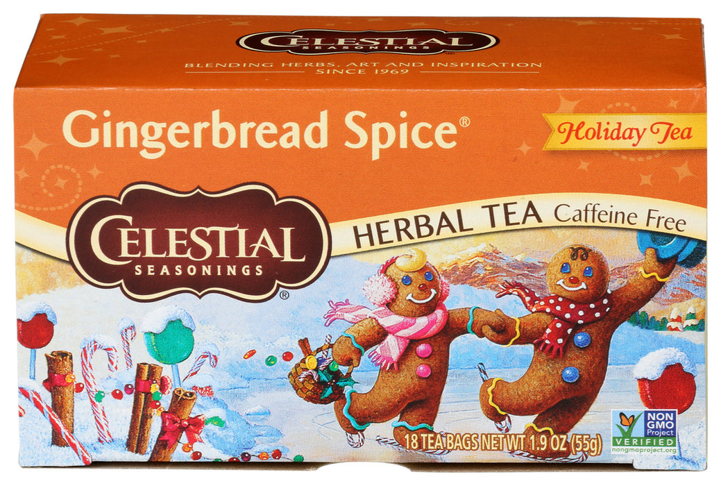 Celestial Seasonings Gingerbread Spice Holiday Tea Caffeine Free Herbal Tea Bags 18 Bags