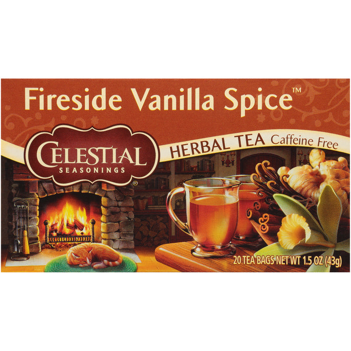 Celestial Seasonings  Fireside Vanilla Spice Caffeine Free Herbal Tea Bags Box  20 Bag