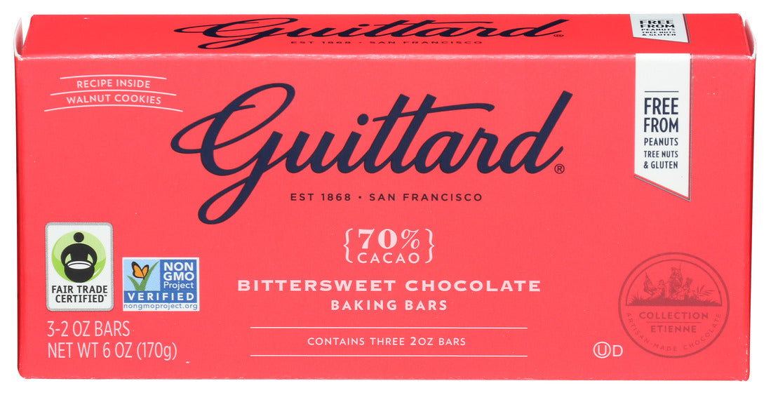 Guittard  Bittersweet Chocolate Gourmet Baking Bars  70% Cacao  Three Bars   3/2 Oz