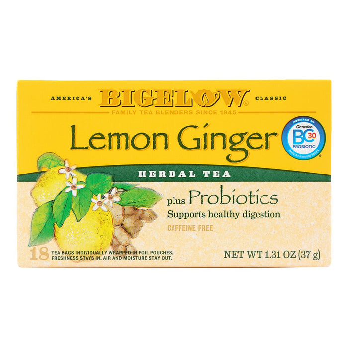 Bigelow Tea  Herbal Plus Probiotics Lemon Ginger  18 Bag