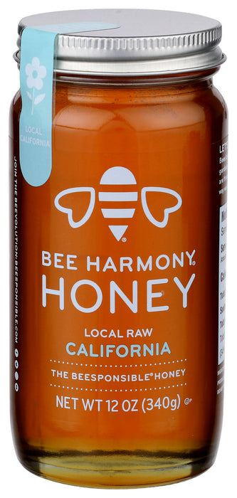 Bee Harmony  Local Raw California Honey  12 Oz