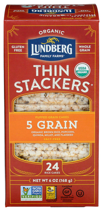 Lundberg Family Farms  Organic Thin Stackers Rice Cake 5 Grain   6 Oz