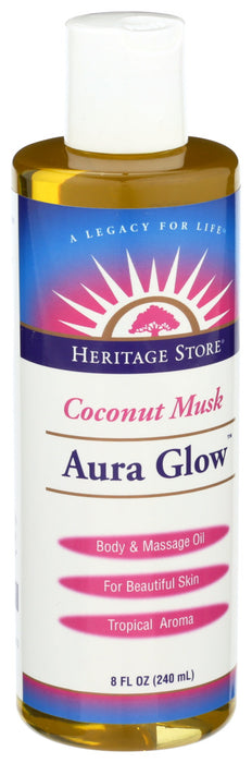 Heritage  Aura Glow Coconut Musk Body & Massage Oil  1 Each  8 Oz