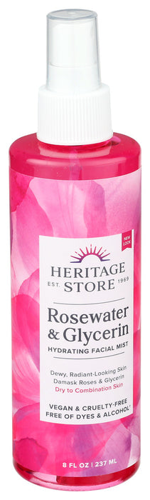 Heritage  Hydrating Facial Mist Spray Rosewater And Glycerin 8 Fl