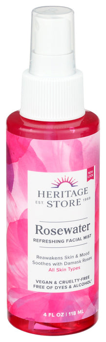 Heritage  Refreshing Facial Mist Rosewater  1 Each  4 Fl