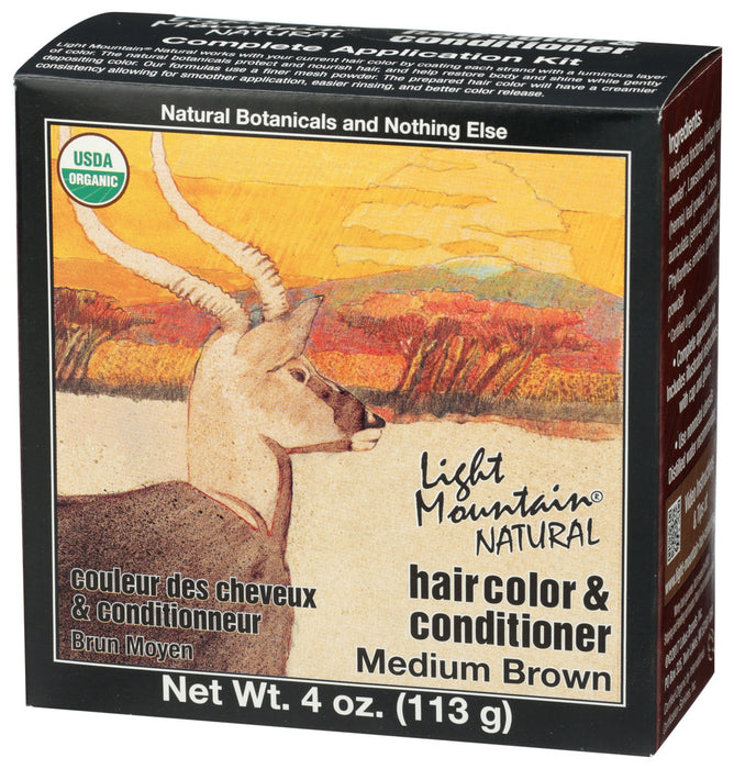 Light Mountain  Organic Hair Color And Conditioner Medium Brown 4 Oz