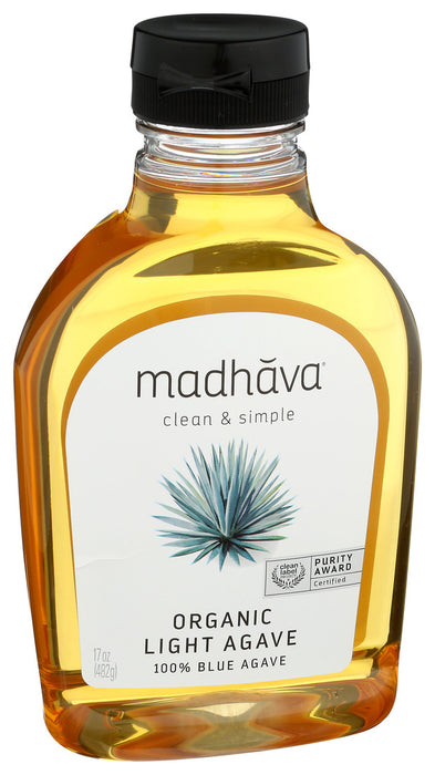 Madhava  Organic Golden Light Blue Agave Nectar  17 Oz