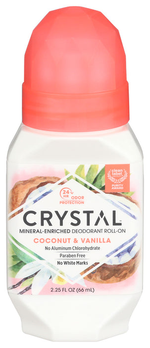 Crystal  Deodorant  Mineral Roll On Coconut & Vanilla  1 Each  2.25 Oz