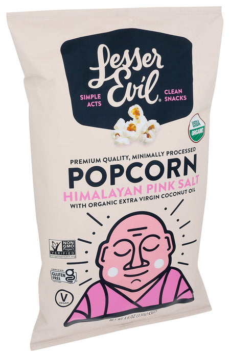 Lesser Evil  Organic Popcorn Himalayan Pink Salt  4.6 Oz