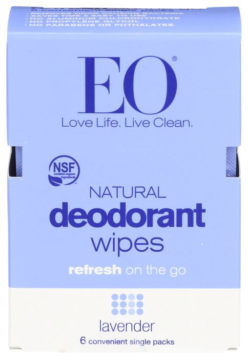 Eo Products  Deodorant Wipes Lavender  6 Ct