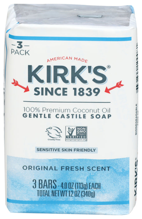 Kirk`S  Original Fresh Scent Castile Soap Original 3ct 4 Oz