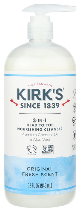 Kirk`S  3 In 1 Cleanser Original Fresh Scent  1 Each  32 Oz