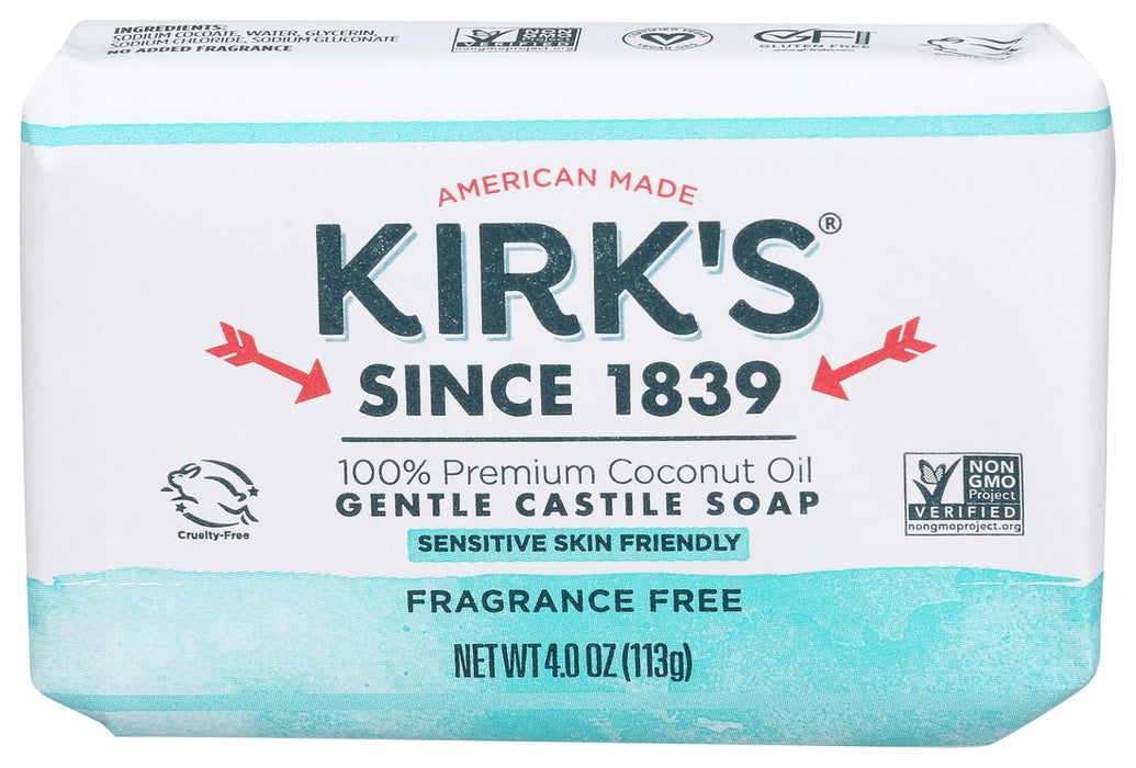 Kirk`S  Original Coco Castile Soap Fragrance Free  1 Each  4 Oz