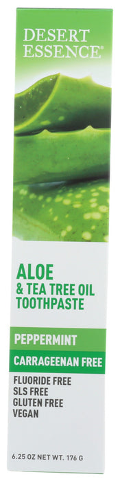 Desert Essence  Aloe & Tea Tree Oil Toothpaste Carrageenan Free  1 Each  6.25 Oz