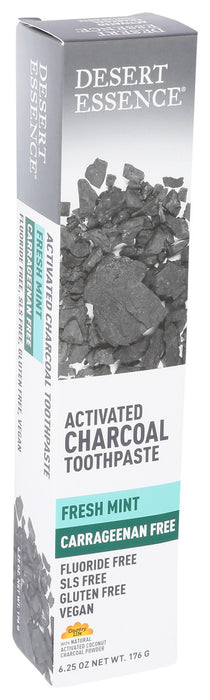 Desert Essence  Fresh Mint Toothpaste Activated Charcoal Carrageenan Free  1 Each  6.25 Oz