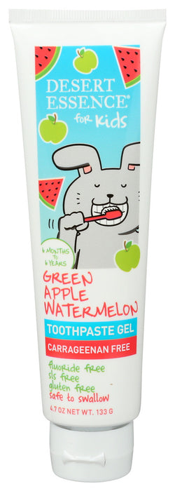 Desert Essence  Toothpaste Gel Kids Green Apple Watermelon  1 Each  4.7 Oz