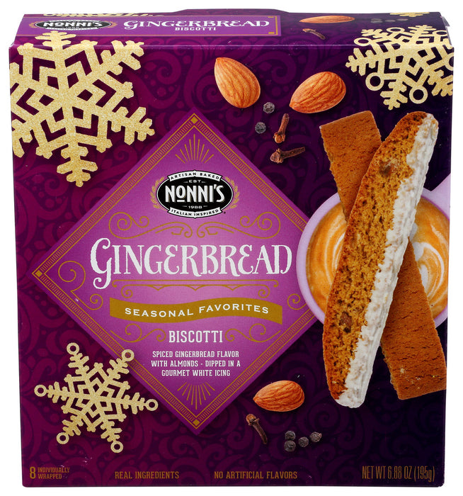 Nonni'S  Seasonal Favorites Gingerbread Biscotti 8 Individually Wrapped  6.88 Oz