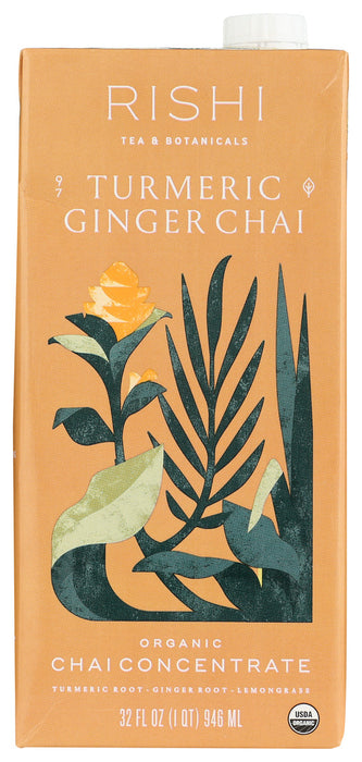 Rishi Tea And Botanicals  Organic Chai Concentrate Turmeric Ginger Chai  32 Fl Oz