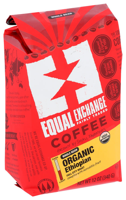 Equal Exchange  Organic Ethiopian Whole Bean Coffee   12 oz