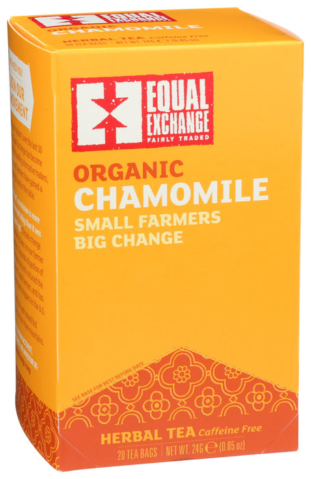 Equal Exchange Organic Chamomile Herbal Tea Caffeine Free Bags 20 Ct