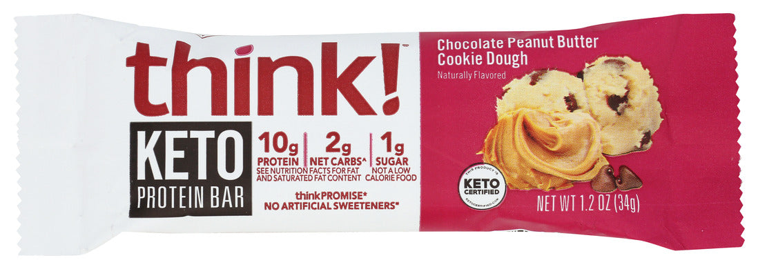 Think Keto Protein Bar Chocolate Peanut Butter Cookie Dough   1.2 Oz