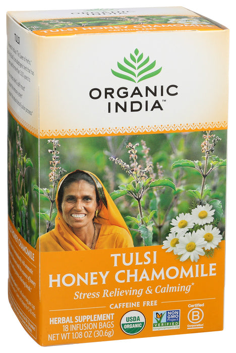 Organic India Tulsi Tea Honey Chamomile 18 Tea Bags