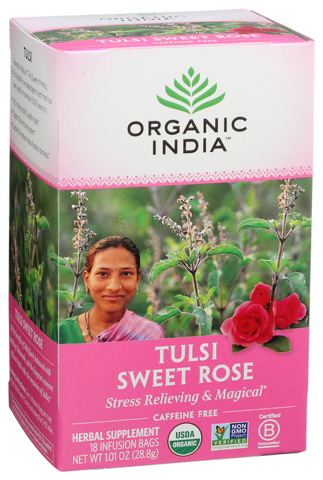 Organic India Tulsi Tea Sweet Rose 18 Tea Bags