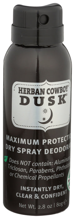 Herban Cowboy  Deodorant Dry Spray Dusk  1 Each  2.8 Oz