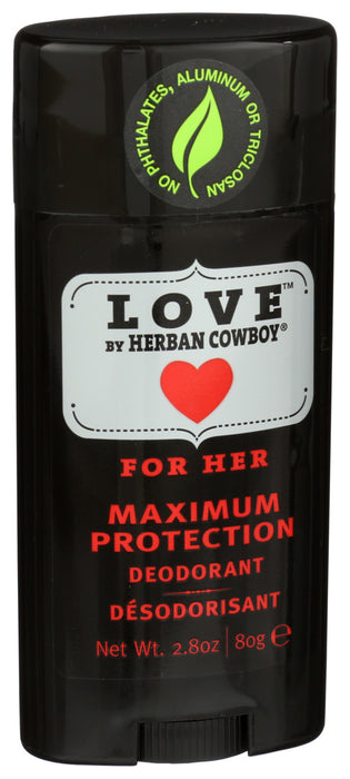 Herban Cowboy  Deodorant Love For Her Maximum Protection 2.8 Oz