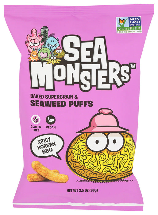 Sea Monsters Spicy Korean Bbq Seaweed Puffs 3.5 Oz