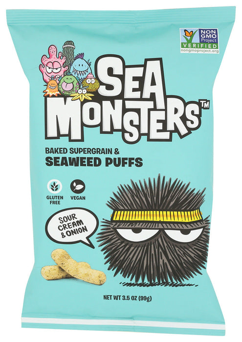 Sea Monsters Seaweed Puffs Sour Cream & Onion 3.5 Oz