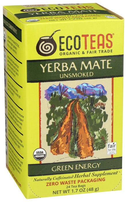 Eco Teas Organic Yerba Mate Unsmoked Green Energy 24 Bag