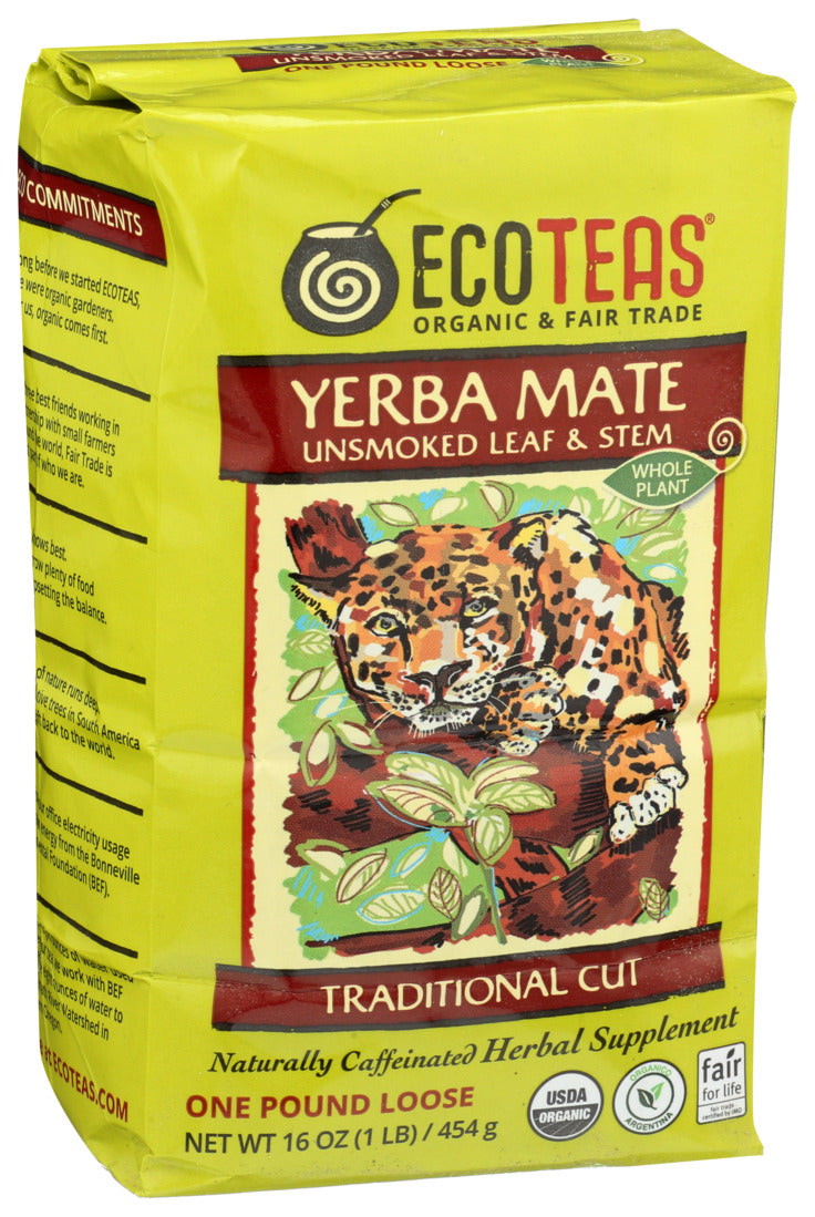 Eco Teas Organic Yerba Mate Loose Leaf Tea Unsmoked Leaf and Stem 1 Lb ...